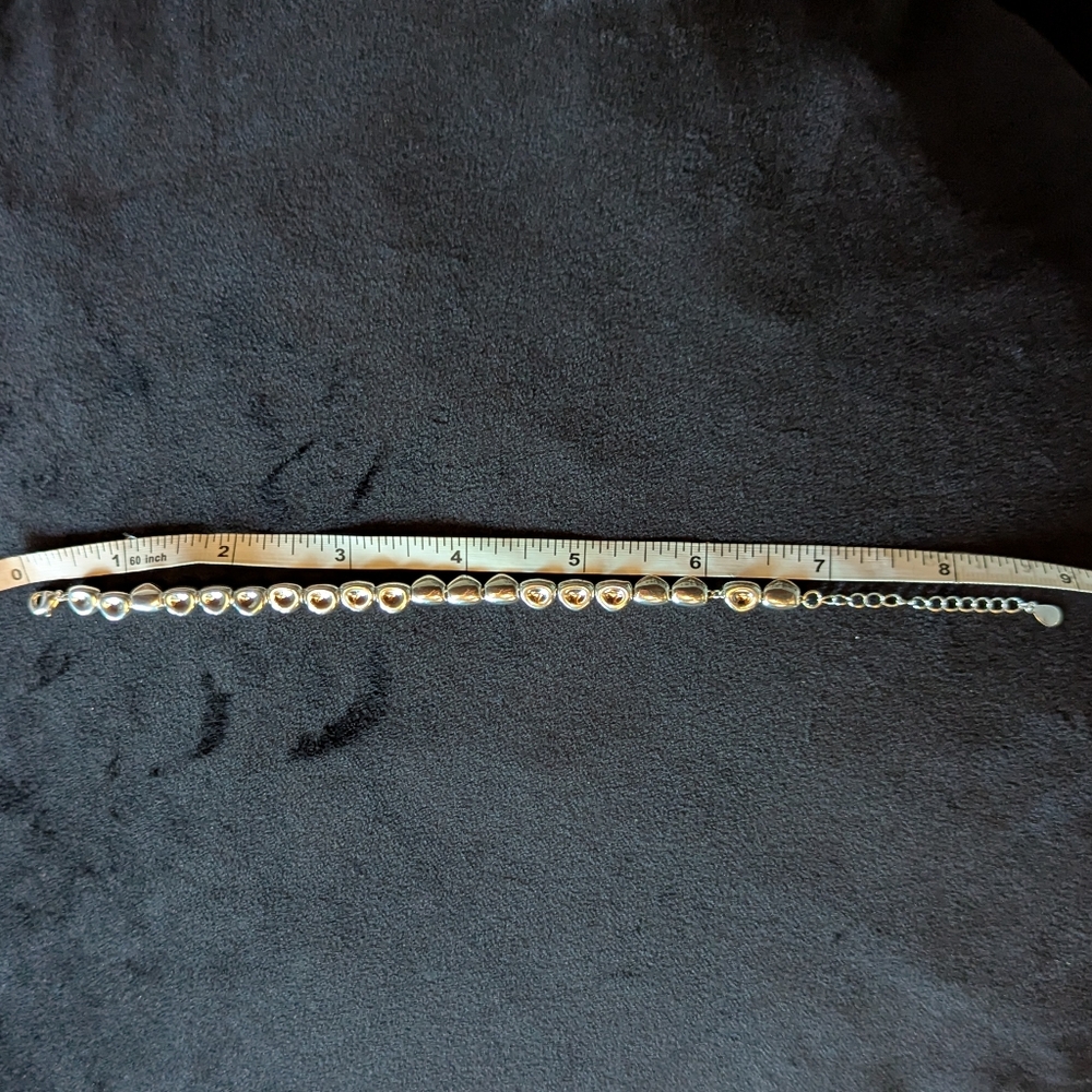 925 Solid Sterling Silver Beaded Bangle Bracelet Minimalist Quiet Luxury Pebble - Picture 5 of 6